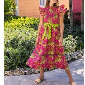 NWT PRINTFRESH RUFFLE SMOCKED DRESS PINK XL